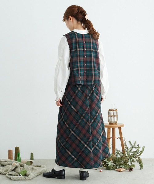 chambre de charme（シャンブルドゥシャーム）の「cdc コットン/ウール　チェック　まんまるベスト（ベスト・レディース・ブラウン/グリーン・FREE）」の19枚目の写真