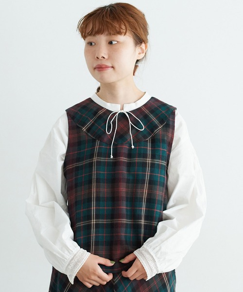 chambre de charme（シャンブルドゥシャーム）の「cdc コットン/ウール　チェック　まんまるベスト（ベスト・レディース・ブラウン/グリーン・FREE）」の15枚目の写真