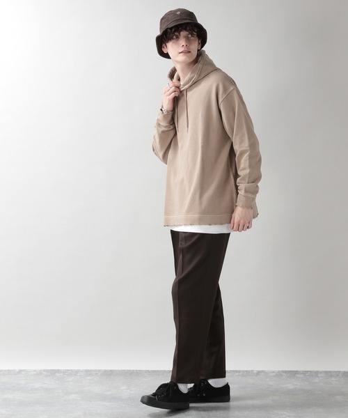 RAGEBLUE（レイジブルー）の「ピグメント/ビッグシルエットダメージパーカー/214697（パーカー・メンズ・ベージュ/アイボリー/スミクロ/パープル・MEDIUM/LARGE）」の7枚目の写真