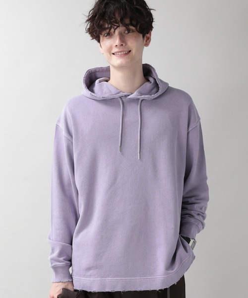 RAGEBLUE（レイジブルー）の「ピグメント/ビッグシルエットダメージパーカー/214697（パーカー・メンズ・ベージュ/アイボリー/スミクロ/パープル・MEDIUM/LARGE）」の12枚目の写真