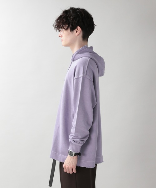 RAGEBLUE（レイジブルー）の「ピグメント/ビッグシルエットダメージパーカー/214697（パーカー・メンズ・ベージュ/アイボリー/スミクロ/パープル・MEDIUM/LARGE）」の13枚目の写真