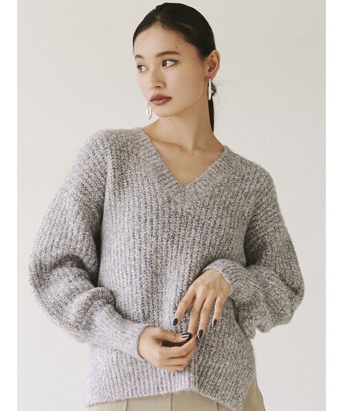 MURUA（ムルーア）の「ボリュームスリーブバルキーニット（ニット/セーター・レディース・アイボリー/グリーン/パープル・FREE）」の4枚目の写真