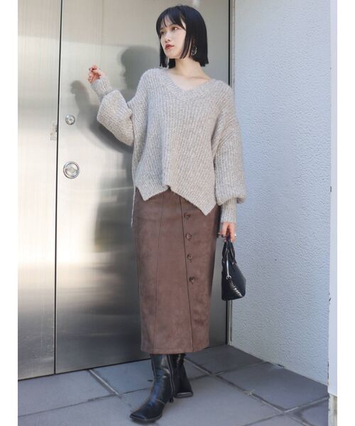 MURUA（ムルーア）の「ボリュームスリーブバルキーニット（ニット/セーター・レディース・アイボリー/グリーン/パープル・FREE）」の21枚目の写真