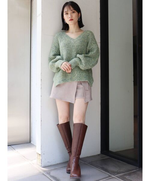 MURUA（ムルーア）の「ボリュームスリーブバルキーニット（ニット/セーター・レディース・アイボリー/グリーン/パープル・FREE）」の20枚目の写真