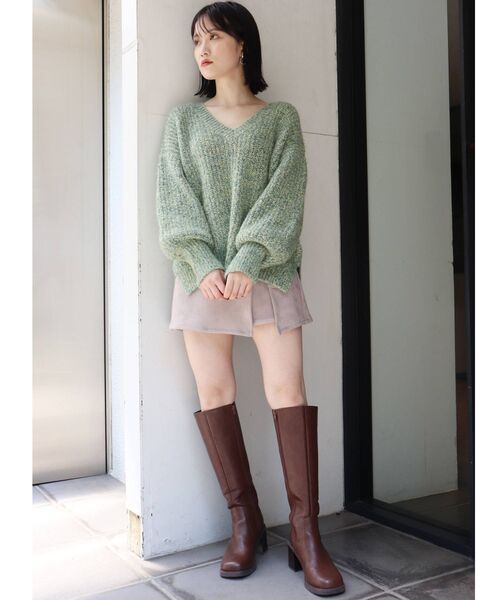 MURUA（ムルーア）の「ボリュームスリーブバルキーニット（ニット/セーター・レディース・アイボリー/グリーン/パープル・FREE）」の11枚目の写真