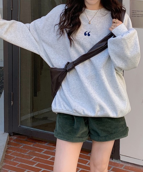 Diosfront（ディオスフロント）の「ワンポイント刺繍ビッグシルエット裏起毛トレーナー（スウェット・レディース・ブラック/グレー/ピンク/ブルー/アイボリー・FREE）」の20枚目の写真