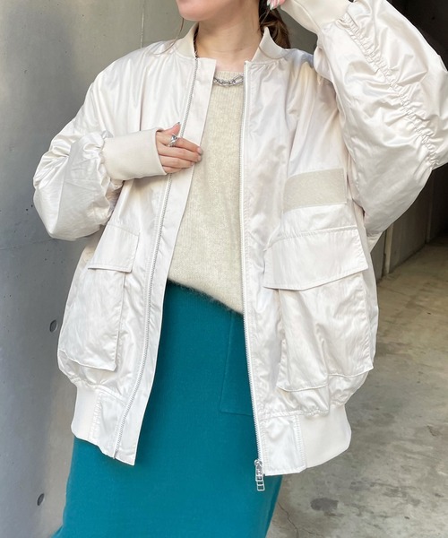 DouDou（ドゥドゥ）の「MA-1（MA-1・レディース・オフホワイト/キャメル・FREE）」の5枚目の写真