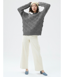 GAP | オーバーサイズ ケーブル モックネックセーター(ニット/セーター)