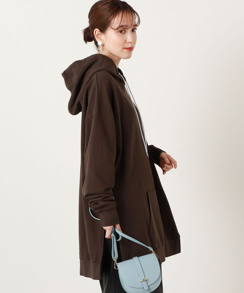 NOLLEY’S（ノーリーズ）の「◇【WEB限定】【STAR＆STRIPE/スターアンドストライプ】ロングスリットパーカー（パーカー・レディース・チャコールグレー/ライトグリーン/キナリ・FREE）」の2枚目の写真