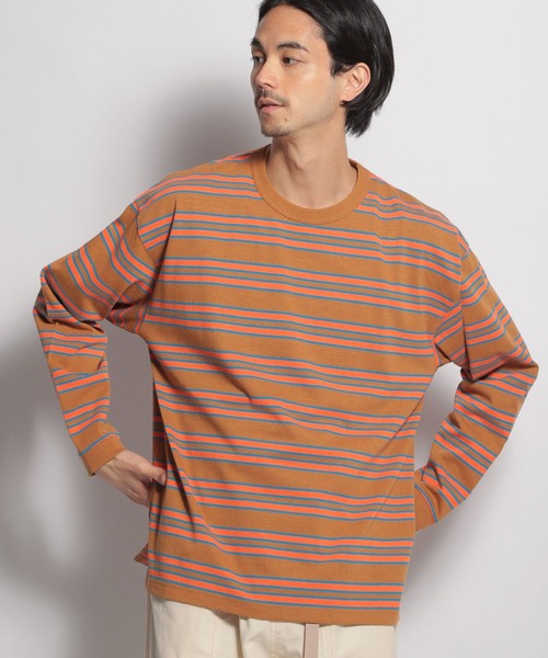 niko and...（ニコアンド）の「エコマルチボーダーロンＴ（Tシャツ/カットソー・メンズ・ブラウン/アイボリー/チャコール・MEDIUM/LARGE）」の6枚目の写真