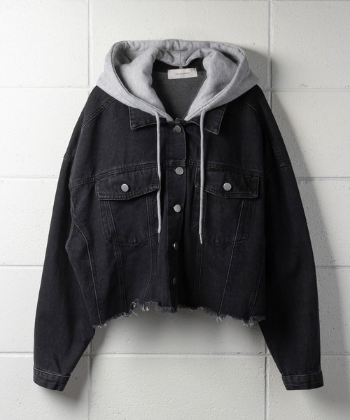 me+em select（ミームセレクト）の「ショート丈デニムジャケット（デニムジャケット・レディース・ブラック/ブルー・FREE）」の21枚目の写真