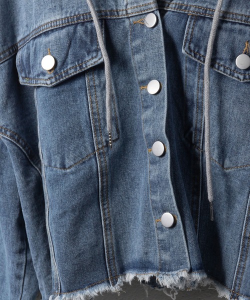 me+em select（ミームセレクト）の「ショート丈デニムジャケット（デニムジャケット・レディース・ブラック/ブルー・FREE）」の5枚目の写真
