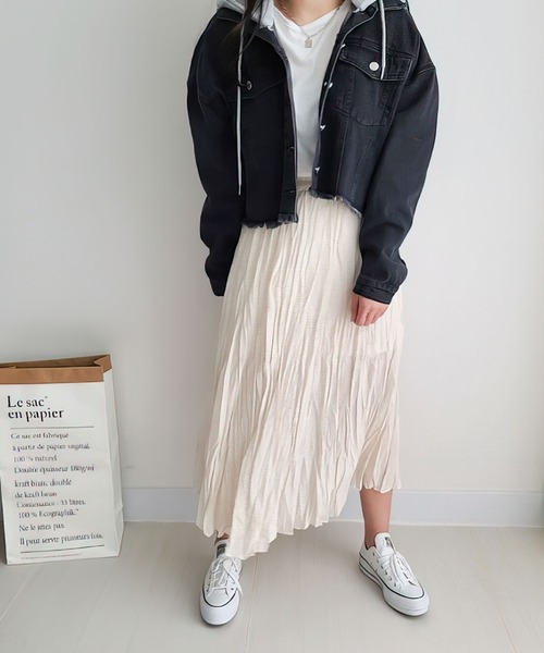 me+em select（ミームセレクト）の「ショート丈デニムジャケット（デニムジャケット・レディース・ブラック/ブルー・FREE）」の4枚目の写真