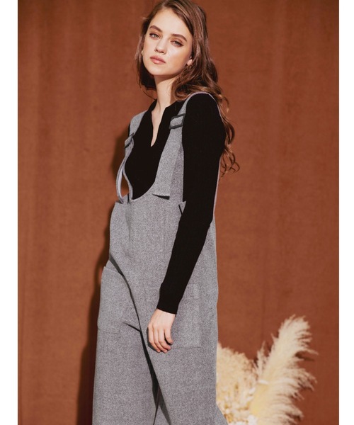 ALEXIA STAM（アリシアスタン）の「Open Collar Rib Knit Top/オープンカラーリブニットトップ（Tシャツ/カットソー・レディース・ブラウン/アイボリー/ブラック・FREE）」の7枚目の写真