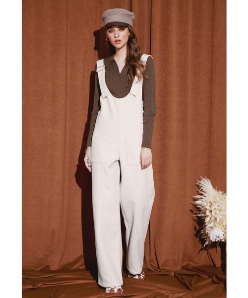 ALEXIA STAM（アリシアスタン）の「Open Collar Rib Knit Top/オープンカラーリブニットトップ（Tシャツ/カットソー・レディース・ブラウン/アイボリー/ブラック・FREE）」の9枚目の写真