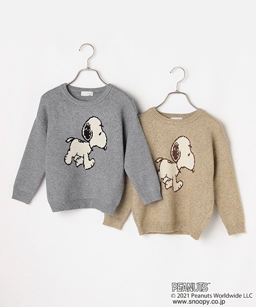 b・ROOM（ビールーム）の「【PEANUTS】SNOOPYジャガードニット（ニット/セーター・キッズ・ベージュ/グレー・S/L/M）」の12枚目の写真