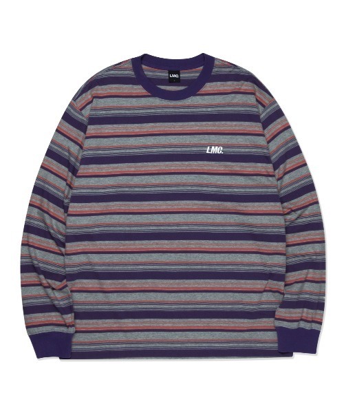 LMCの「【LMC】ITALIC MULTI STRIPE LONG SLV TEE / エルエムシー イタリック マルチ ストライプ ロングスリーブ Tシャツ（Tシャツ/カットソー・メンズ・ブルー/パープル・MEDIUM/SMALL/LARGE/X-LARGE）」の2枚目の写真