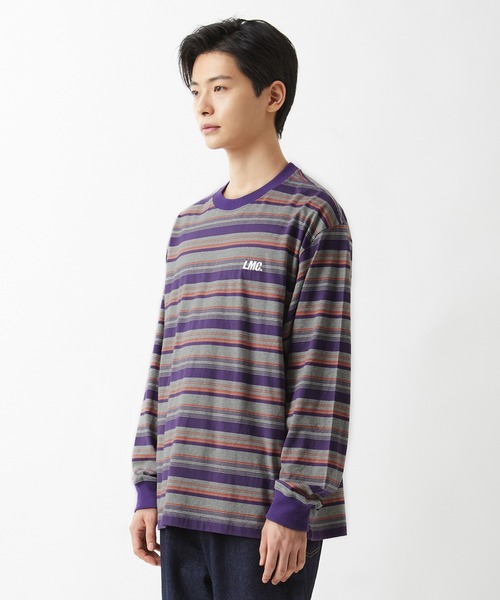 LMCの「【LMC】ITALIC MULTI STRIPE LONG SLV TEE / エルエムシー イタリック マルチ ストライプ ロングスリーブ Tシャツ（Tシャツ/カットソー・メンズ・ブルー/パープル・MEDIUM/SMALL/LARGE/X-LARGE）」の12枚目の写真