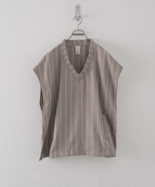 CASPER JOHN（キャスパージョン）の「Stripe vest/ストライプベスト（ベスト・メンズ・ネイビー/ベージュ・SMALL/MEDIUM/LARGE）」の20枚目の写真