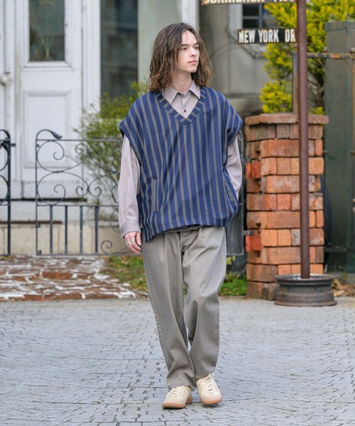 CASPER JOHN（キャスパージョン）の「Stripe vest/ストライプベスト（ベスト・メンズ・ネイビー/ベージュ・SMALL/MEDIUM/LARGE）」の13枚目の写真