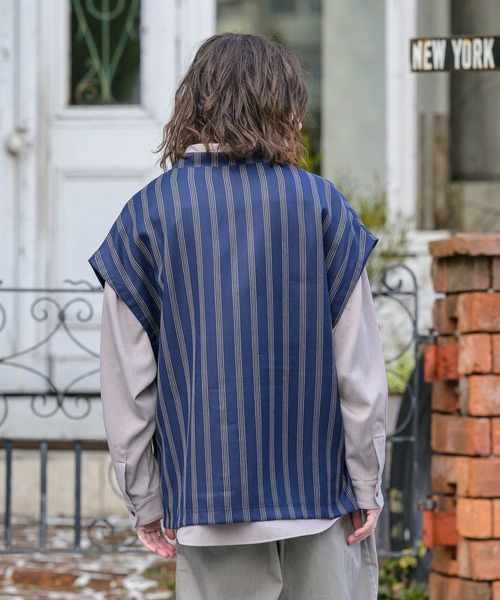 CASPER JOHN（キャスパージョン）の「Stripe vest/ストライプベスト（ベスト・メンズ・ネイビー/ベージュ・SMALL/MEDIUM/LARGE）」の17枚目の写真