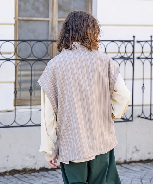 CASPER JOHN（キャスパージョン）の「Stripe vest/ストライプベスト（ベスト・メンズ・ネイビー/ベージュ・SMALL/MEDIUM/LARGE）」の12枚目の写真