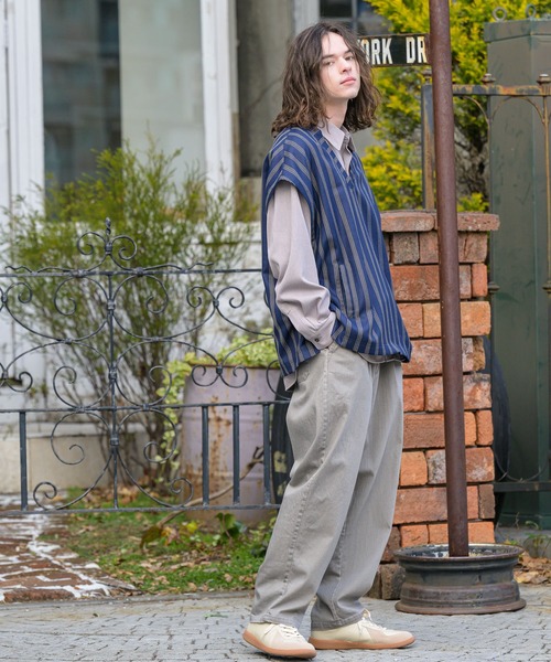 CASPER JOHN（キャスパージョン）の「Stripe vest/ストライプベスト（ベスト・メンズ・ネイビー/ベージュ・SMALL/MEDIUM/LARGE）」の14枚目の写真