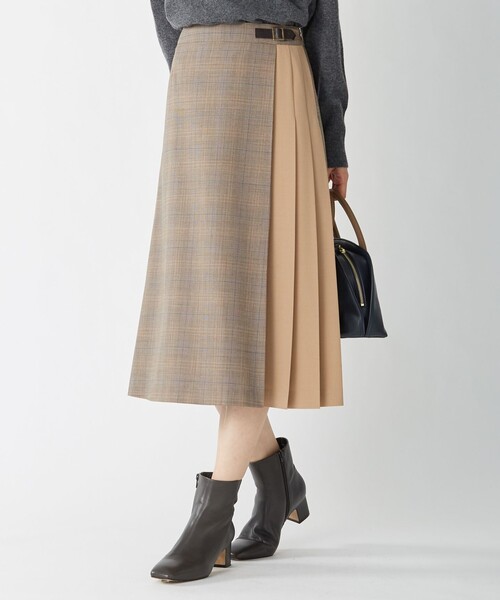 J.PRESS(ジェイプレス)の「ANASTASIAグレンチェック スカート(スカート・レディース・ライトグレー系3/ブラウン系3・11/13/9/7)」の1枚目の写真