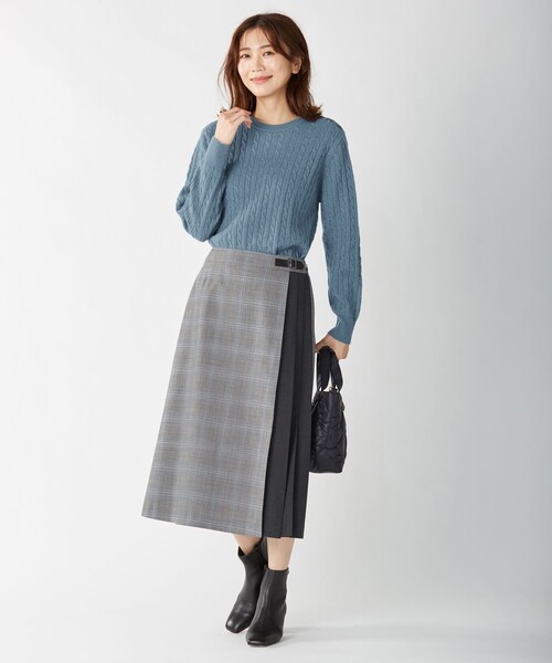 J.PRESS(ジェイプレス)の「ANASTASIAグレンチェック スカート(スカート・レディース・ライトグレー系3/ブラウン系3・11/13/9/7)」の7枚目の写真