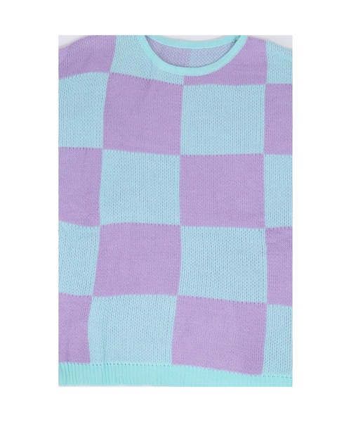 WC（ダブル シー）の「カラーチェッカーニット（ニット/セーター・レディース・グリーン/ライトパープル・FREE）」の3枚目の写真