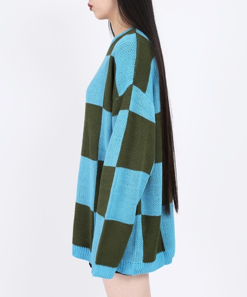 WC（ダブル シー）の「カラーチェッカーニット（ニット/セーター・レディース・グリーン/ライトパープル・FREE）」の4枚目の写真