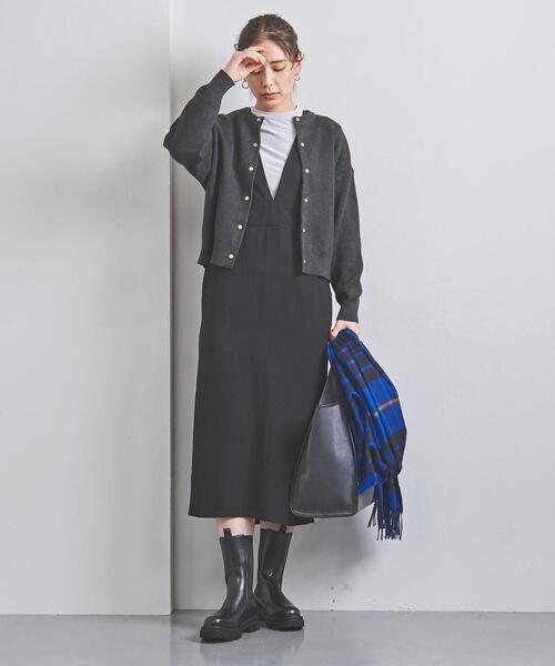 UNITED ARROWS(ユナイテッドアローズ)の「<UNITED ARROWS>スナップボタン カーディガン W◆(カーディガン/ボレロ・レディース・ベージュ/ダークグレー・FREE)」の9枚目の写真