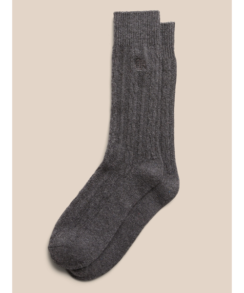 Banana Republic（バナナリパブリック）の「ケーブルニット ドニゴール ブーツソックス（ソックス/靴下・メンズ・チャコールグレー/グリーン・ONE SIZE）」の2枚目の写真