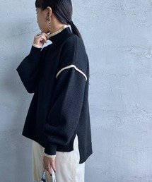 JEANS FACTORY  | [MAISON DE L'ALLURE/メゾンドゥラリュール]  配色パイピング タートルネックニットプルオーバー(ニット/セーター)