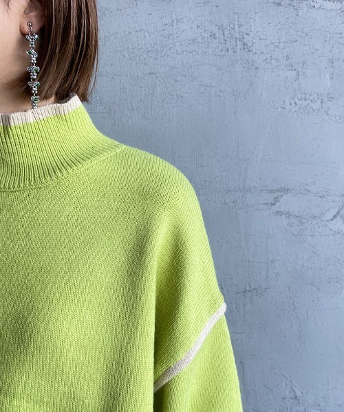 JEANS FACTORY （ジーンズファクトリー）の「[MAISON DE L'ALLURE/メゾンドゥラリュール]  配色パイピング タートルネックニットプルオーバー（ニット/セーター・レディース・オフホワイト/イエロー/ブルー/ブラック・F）」の21枚目の写真
