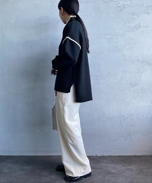 JEANS FACTORY （ジーンズファクトリー）の「[MAISON DE L'ALLURE/メゾンドゥラリュール]  配色パイピング タートルネックニットプルオーバー（ニット/セーター・レディース・オフホワイト/イエロー/ブルー/ブラック・F）」の7枚目の写真