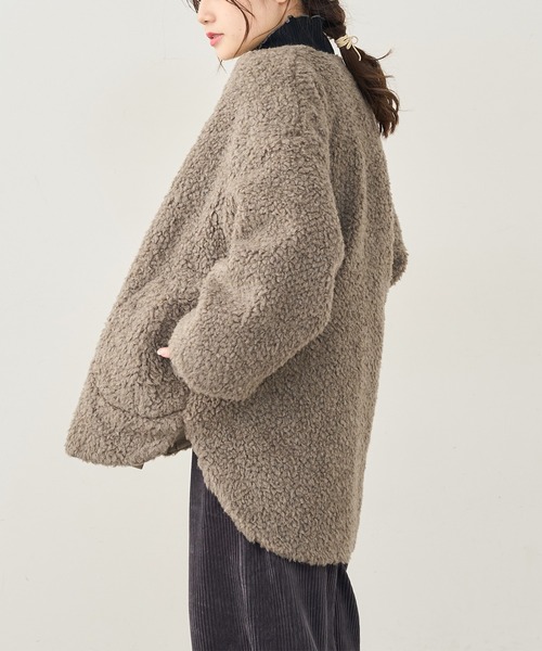 PUAL CE CIN（ピュアルセシン）の「ウールボアリバーシブルジャケット（その他アウター・レディース・モカ/グレー/ベージュ・FREE）」の11枚目の写真