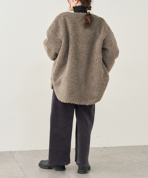 PUAL CE CIN（ピュアルセシン）の「ウールボアリバーシブルジャケット（その他アウター・レディース・モカ/グレー/ベージュ・FREE）」の8枚目の写真