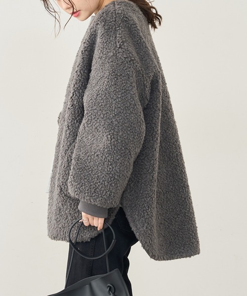 PUAL CE CIN（ピュアルセシン）の「ウールボアリバーシブルジャケット（その他アウター・レディース・モカ/グレー/ベージュ・FREE）」の15枚目の写真
