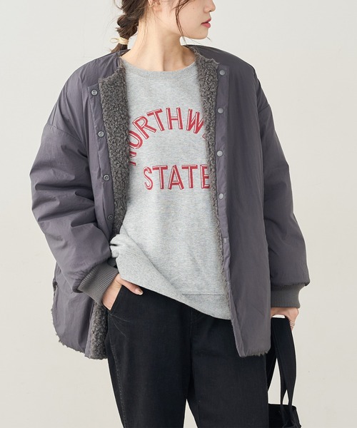 PUAL CE CIN（ピュアルセシン）の「ウールボアリバーシブルジャケット（その他アウター・レディース・モカ/グレー/ベージュ・FREE）」の12枚目の写真