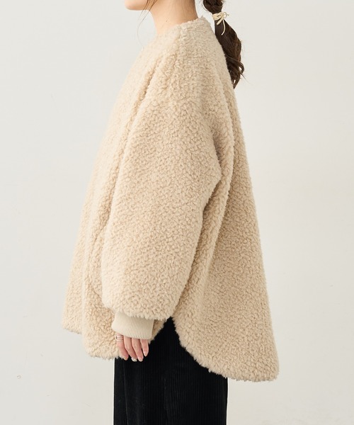 PUAL CE CIN（ピュアルセシン）の「ウールボアリバーシブルジャケット（その他アウター・レディース・モカ/グレー/ベージュ・FREE）」の6枚目の写真