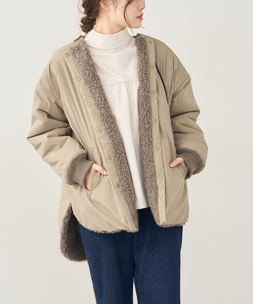 PUAL CE CIN（ピュアルセシン）の「ウールボアリバーシブルジャケット（その他アウター・レディース・モカ/グレー/ベージュ・FREE）」の5枚目の写真
