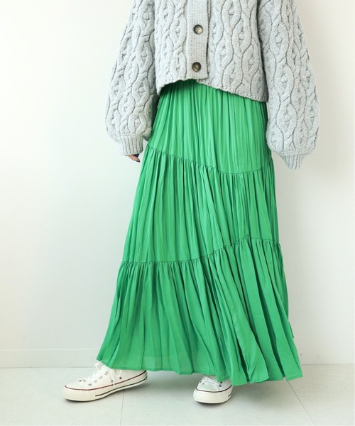 Simplicite(サンプリシテ)の「ワッシャープリーツスカート◆(スカート・レディース・ブラック/ナチュラル/グリーン・FREE)」の8枚目の写真