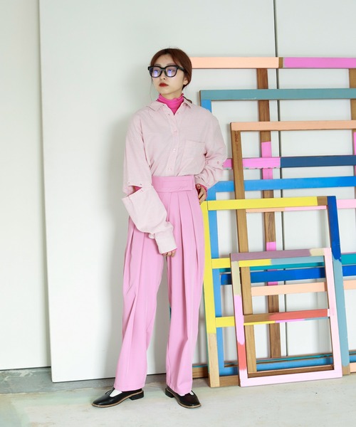 Birthday room(バースデイルーム)の「袖取り外し2wayオーバーシャツ(シャツ/ブラウス・レディース・ブラック/オフホワイト/オレンジ/ブルー・FREE)」の18枚目の写真