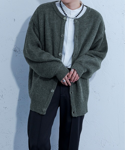 Ellno Loset（エルノロゼット）の「2WAYメランジニット（カーディガン/ボレロ・メンズ・ブラック/ダークパープル/ブルーグレー・FREE）」の2枚目の写真