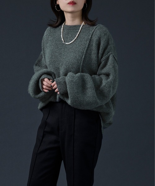 Ellno Loset（エルノロゼット）の「2WAYメランジニット（カーディガン/ボレロ・メンズ・ブラック/ダークパープル/ブルーグレー・FREE）」の13枚目の写真