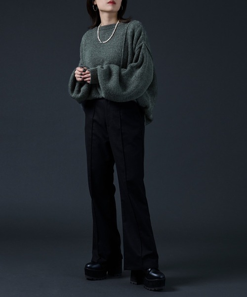 Ellno Loset（エルノロゼット）の「2WAYメランジニット（カーディガン/ボレロ・メンズ・ブラック/ダークパープル/ブルーグレー・FREE）」の16枚目の写真