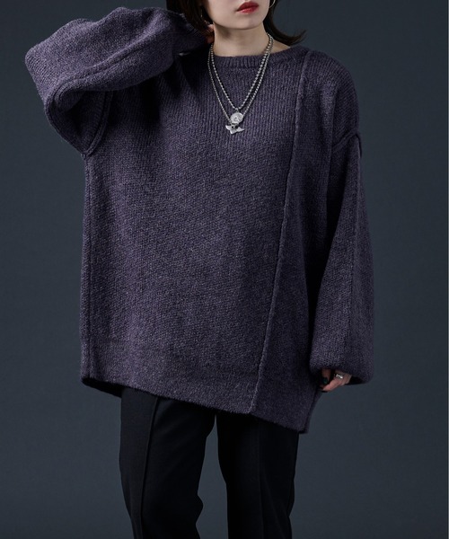 Ellno Loset（エルノロゼット）の「2WAYメランジニット（カーディガン/ボレロ・メンズ・ブラック/ダークパープル/ブルーグレー・FREE）」の18枚目の写真