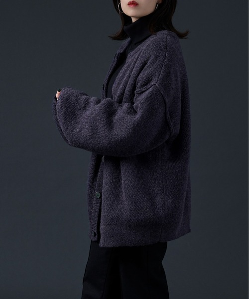 Ellno Loset（エルノロゼット）の「2WAYメランジニット（カーディガン/ボレロ・メンズ・ブラック/ダークパープル/ブルーグレー・FREE）」の19枚目の写真