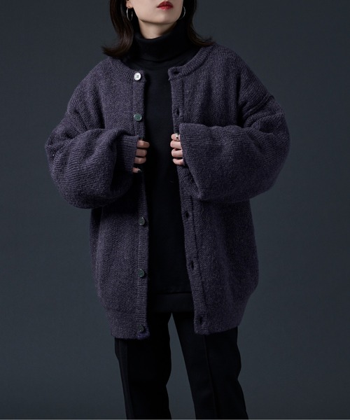 Ellno Loset（エルノロゼット）の「2WAYメランジニット（カーディガン/ボレロ・メンズ・ブラック/ダークパープル/ブルーグレー・FREE）」の20枚目の写真